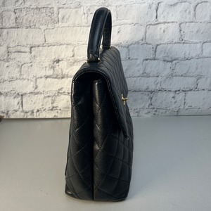 CHANEL シャネル ココマーク ターンロック キャビアスキン ハンドバッグ ブラック A-9785