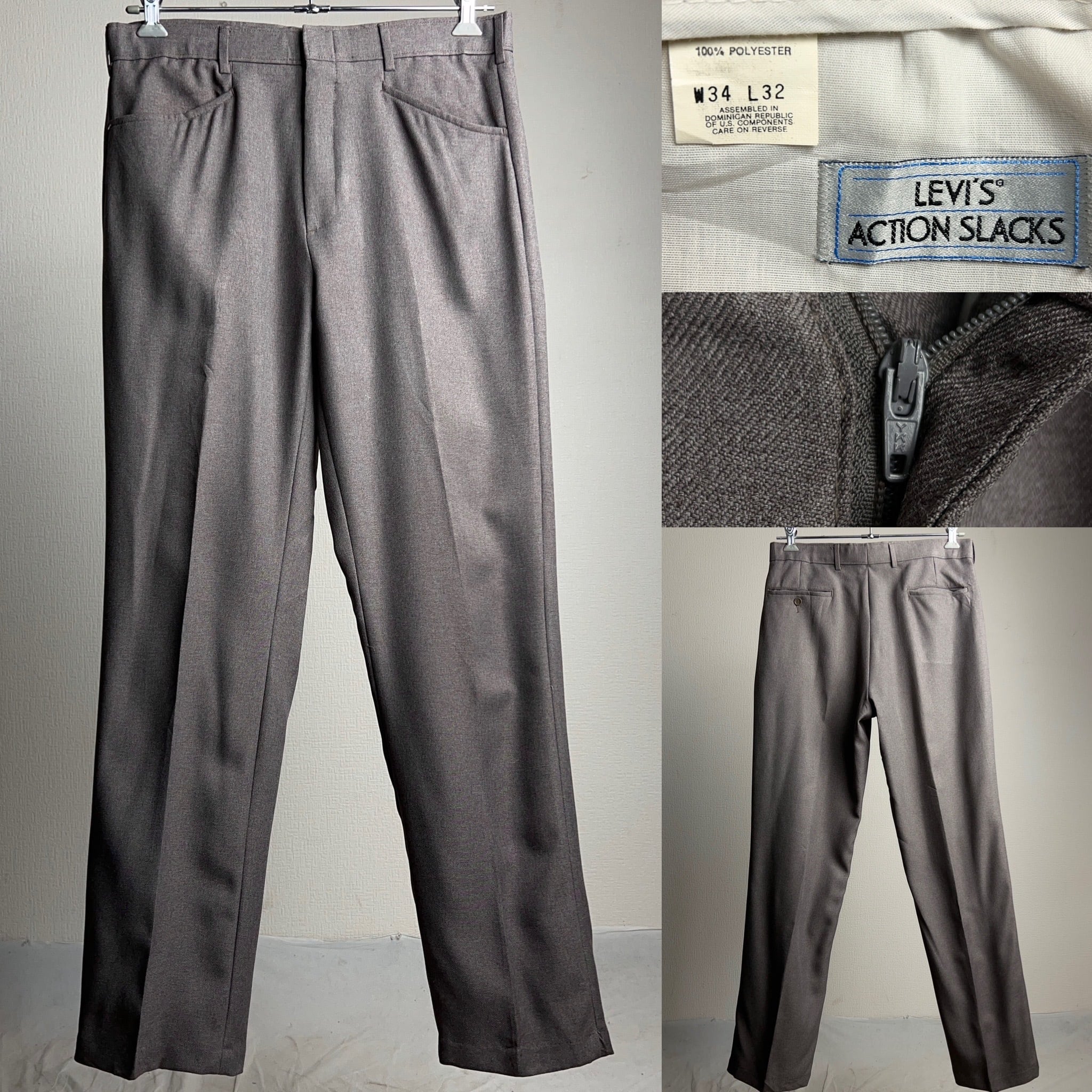 90's LEVI’S ACTION SLACKS Slacks Gray W34 L32 90年代 リーバイス アクションスラックス チャコール  グレー【1000A1165】