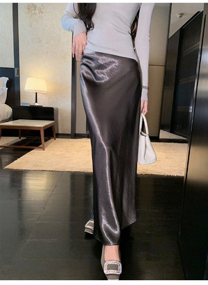 A-line draped long skirt【H00076】