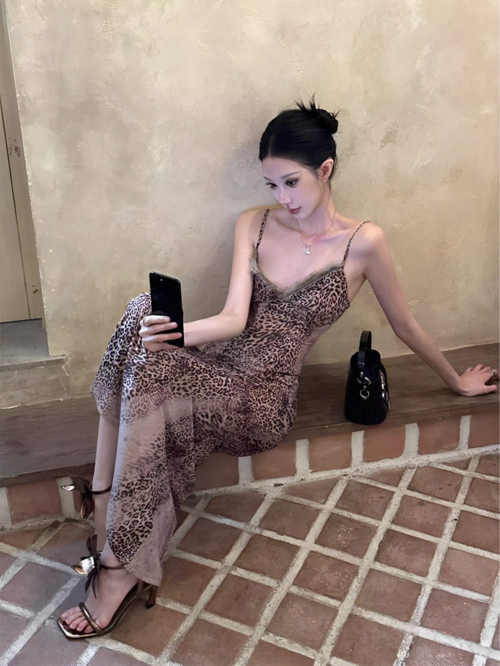 レオパードリュクスキャミソールワンピース