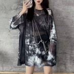 Tie-dyed mesh long-sleeved T-shirt(ME412)