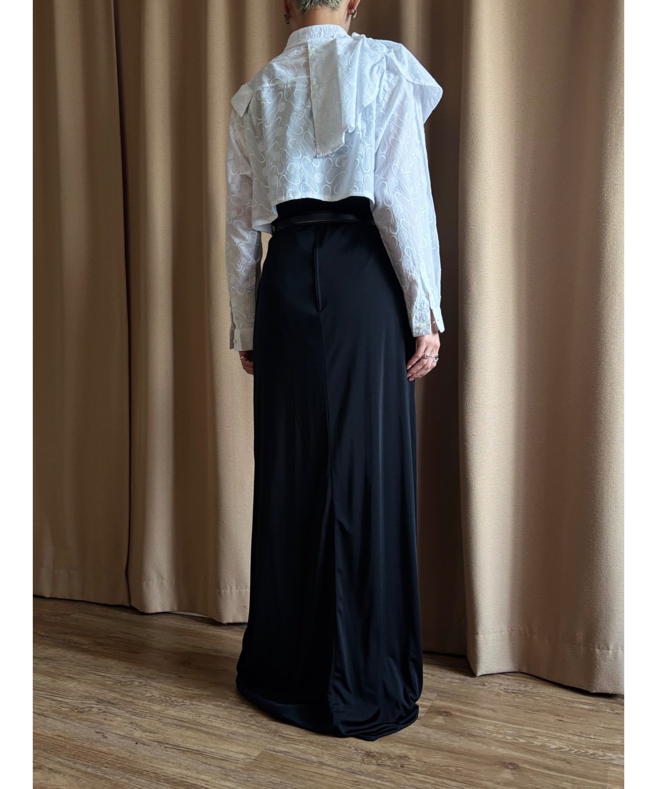 jacquard pattern frill remake shirt-4887-9