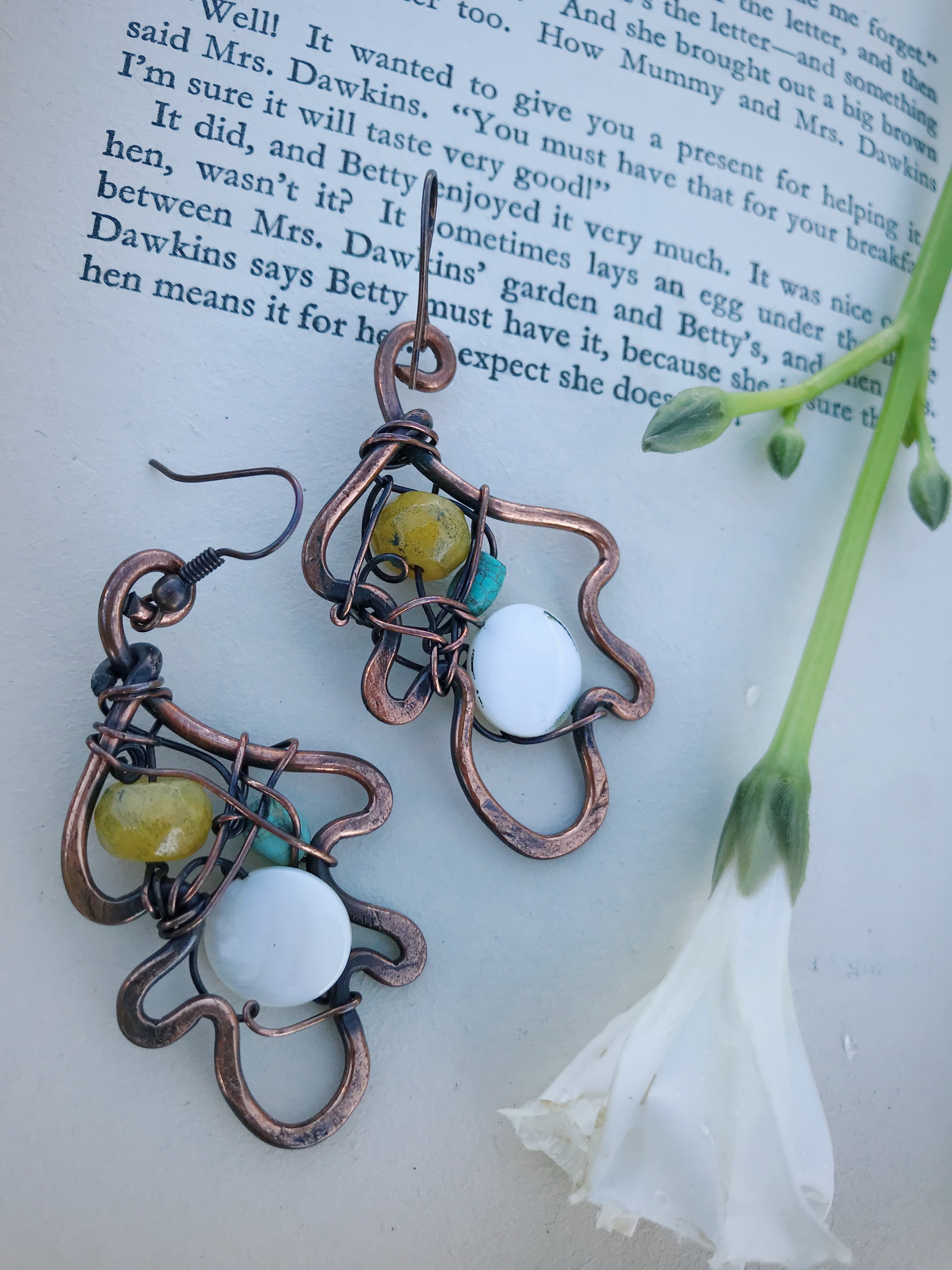 Turkey Desiner's copper × stone pierced earrings (トルコ デザイナーズ 銅 × 天然石  ピアス