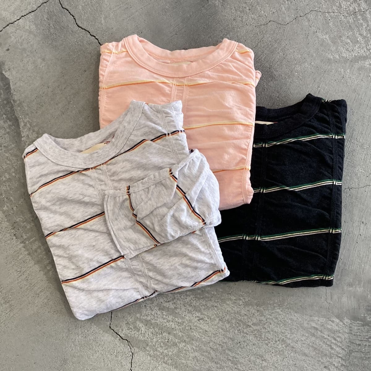 MEYAME】TUCKED JACQUARD BORDER PULLOVER(タックジャガードボーダー