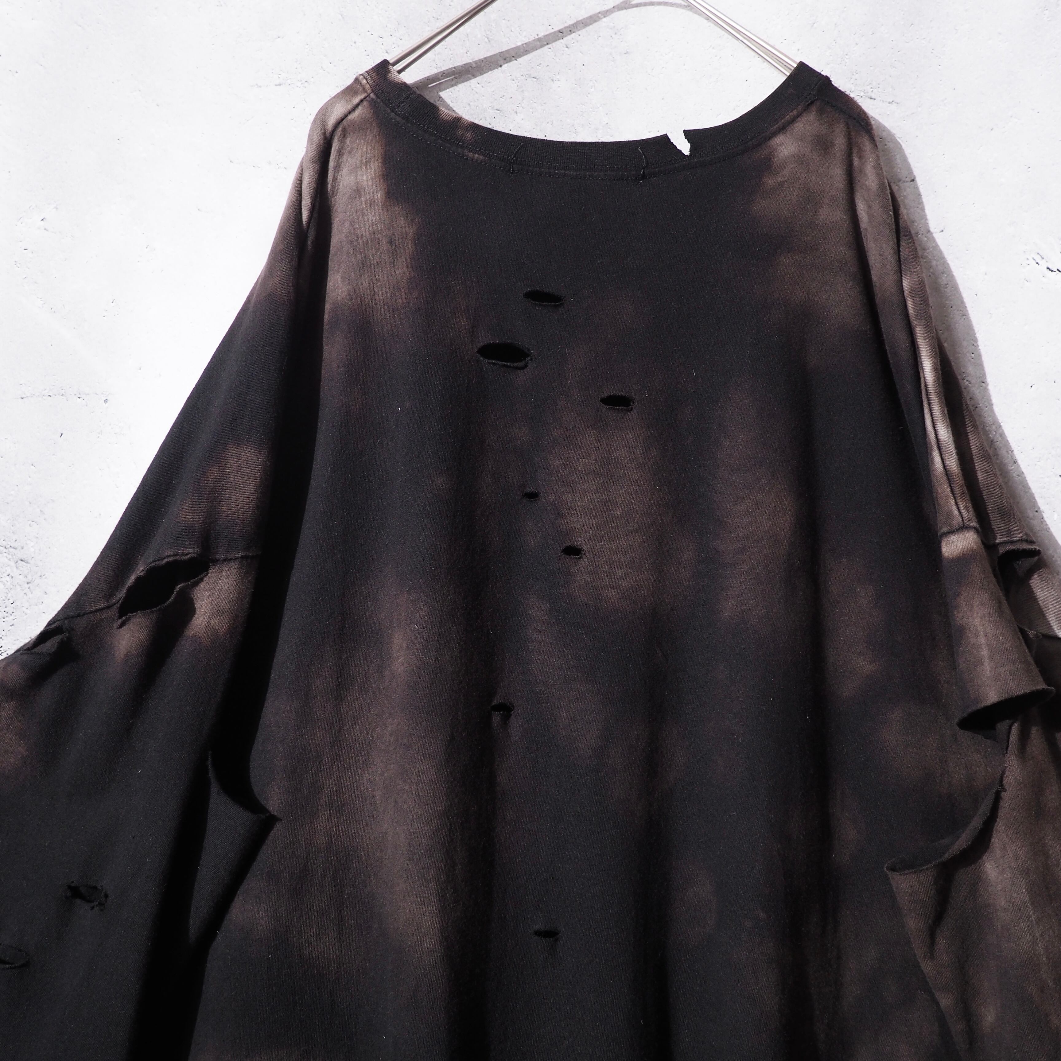” 循環 ” Over dyed × Damage Boro Circulation Long sleeve Re:make Tee