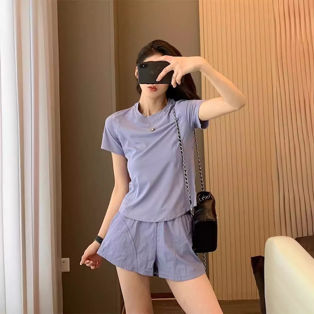 半袖Tシャツ+ショートパンツランニングフィットネス夏