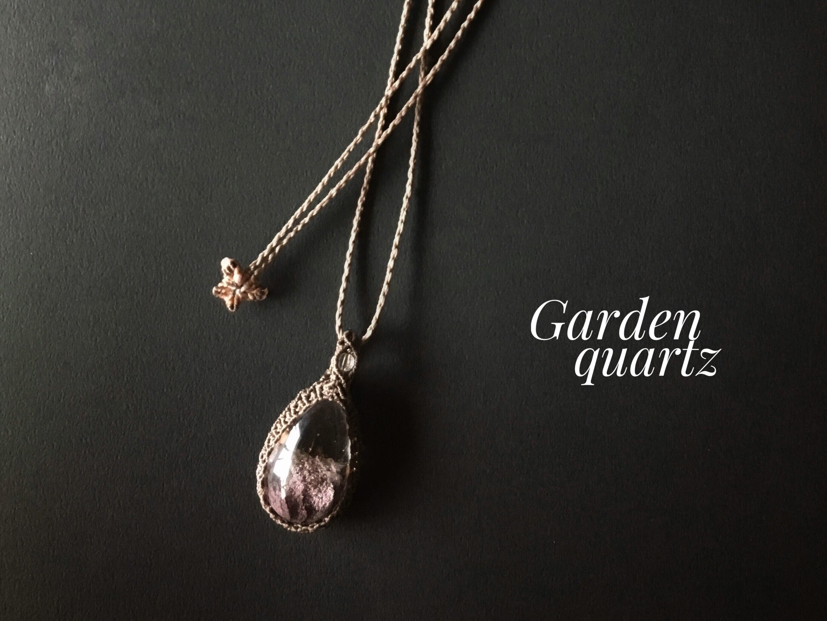 ガーデンクォーツ桜 macramé necklace
