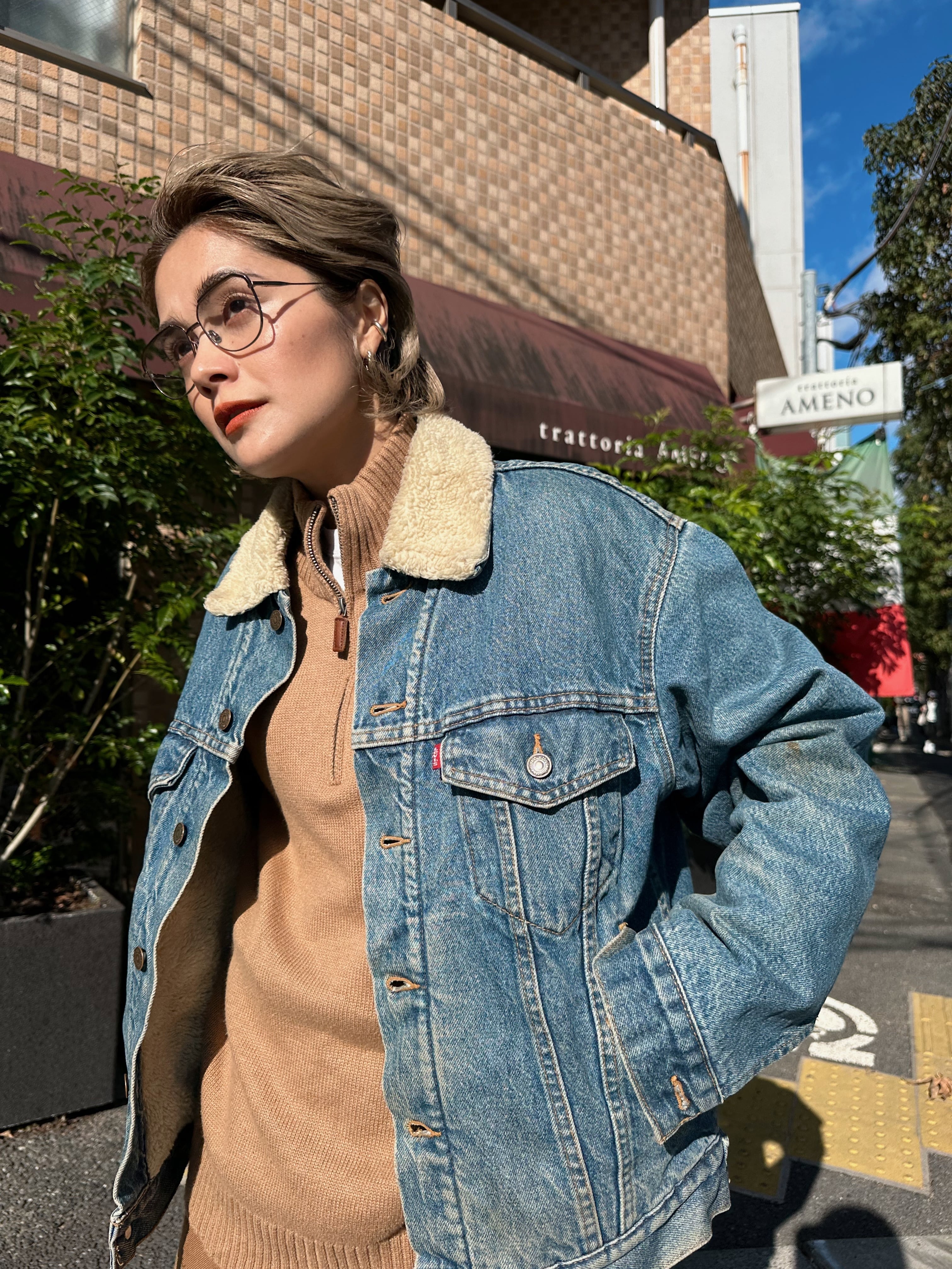 (OT1155)Levi's 70520 denim boa jacket made in Mexico