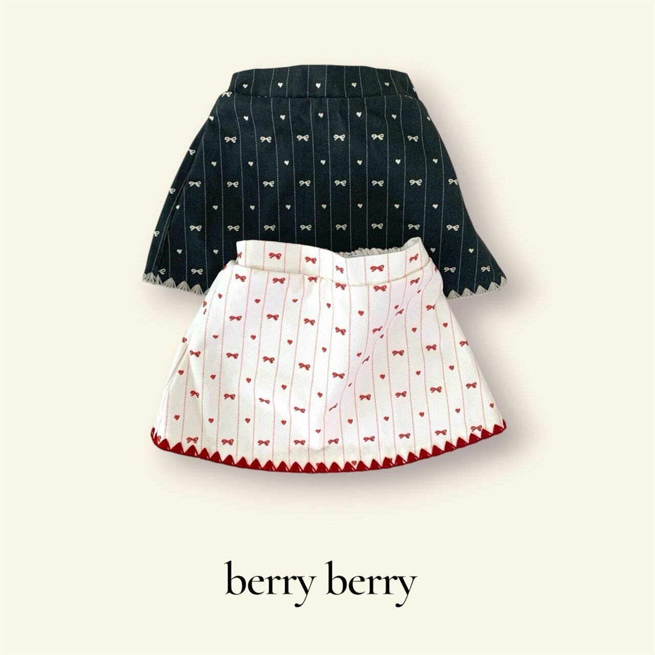【2点送料無料】«予約»«ジュニアサイズあり»«berry berry» リボンスカート 2colors