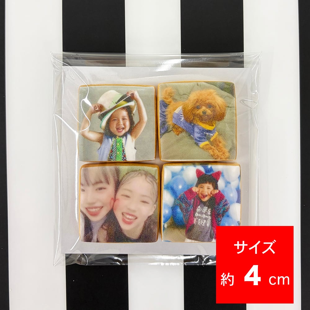 4枚入り プリントクッキー（写真・ロゴ）約4cm【丸/四角/ハートから