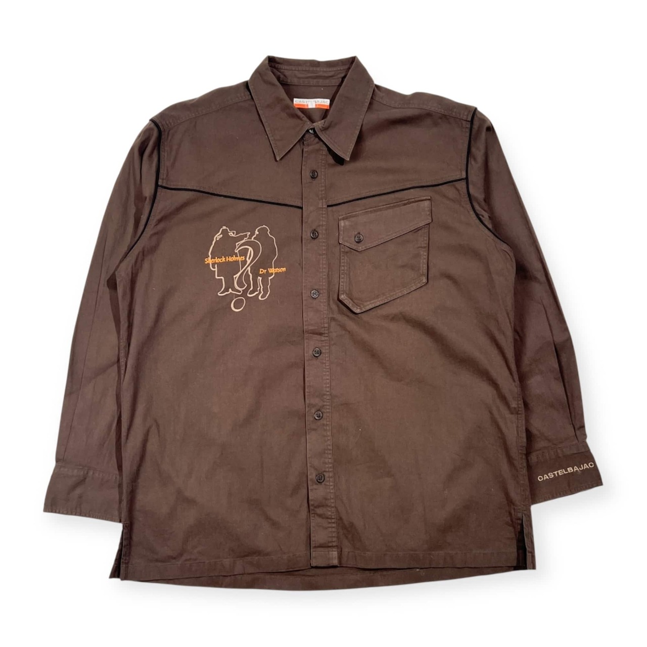 CASTELBAJAC カステルバジャック 探偵刺繍 デザイン ウエスタンデザイン 長袖シャツ 3/ブラウン系 メンズ