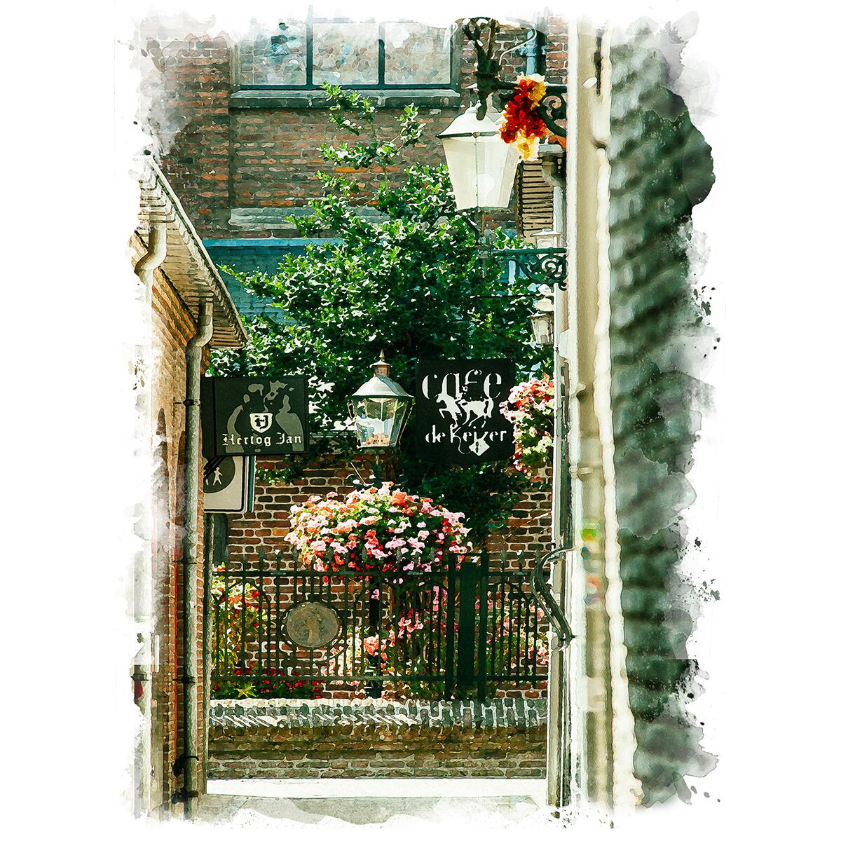 真作】絵画 油彩 風景画 厚塗りのタッチで描く都市の息吹 街角 