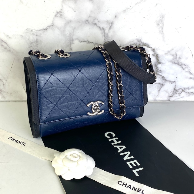 CHANEL シャネル ココマーク レザー ショルダーバッグ ブルー A-6998