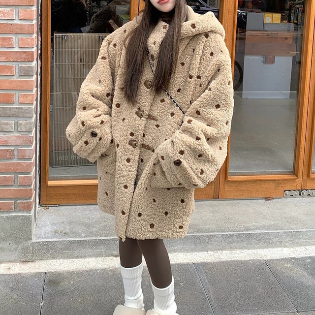 Dot boa hooded coat　M1828