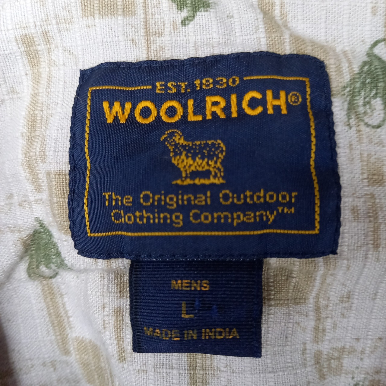 90s　ウールリッチ　コットンシャツ　総柄　半袖　ベージュ　L