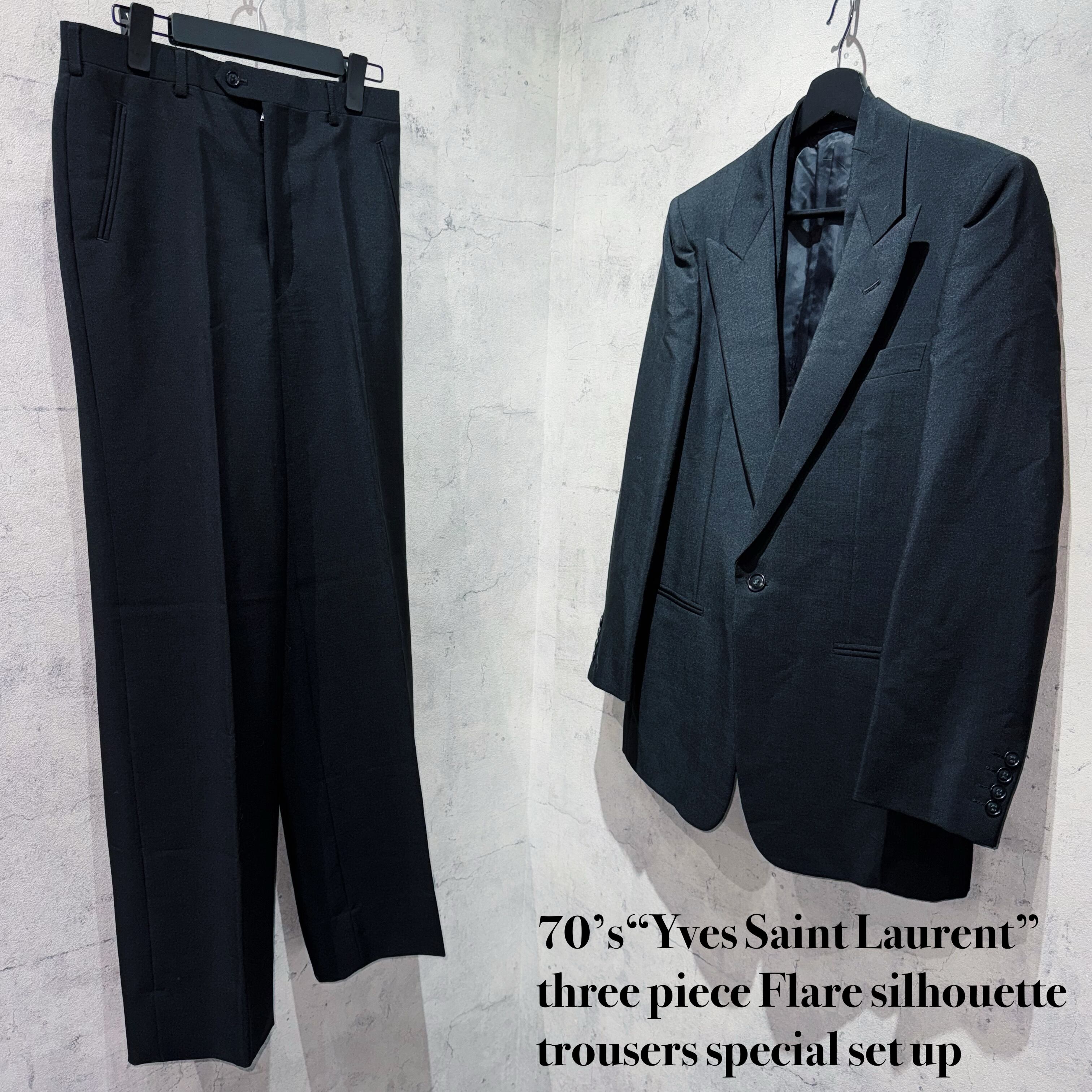 70’s“Yves Saint Laurent”three piece Flare silhouette trousers special set up
