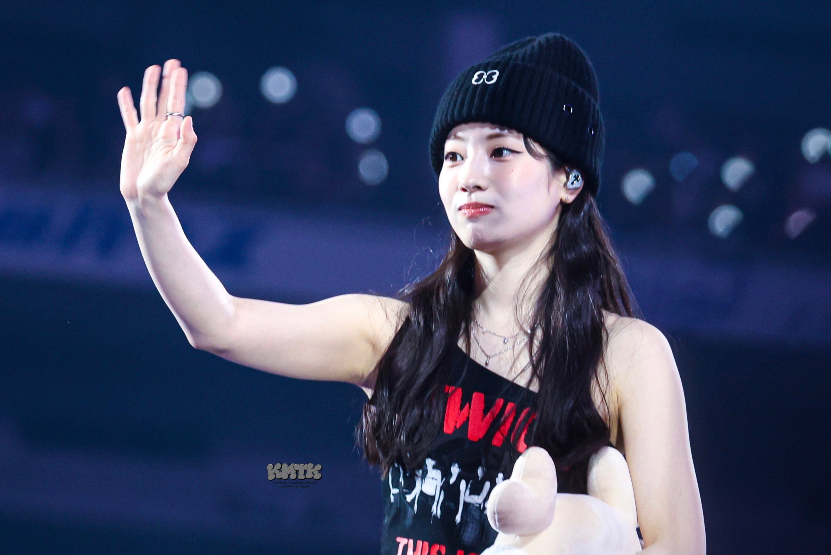 ☆TWICE ダヒョン 着用！！【PAKUA】BUTTERFLY RIBBON BEANIE_BLACK