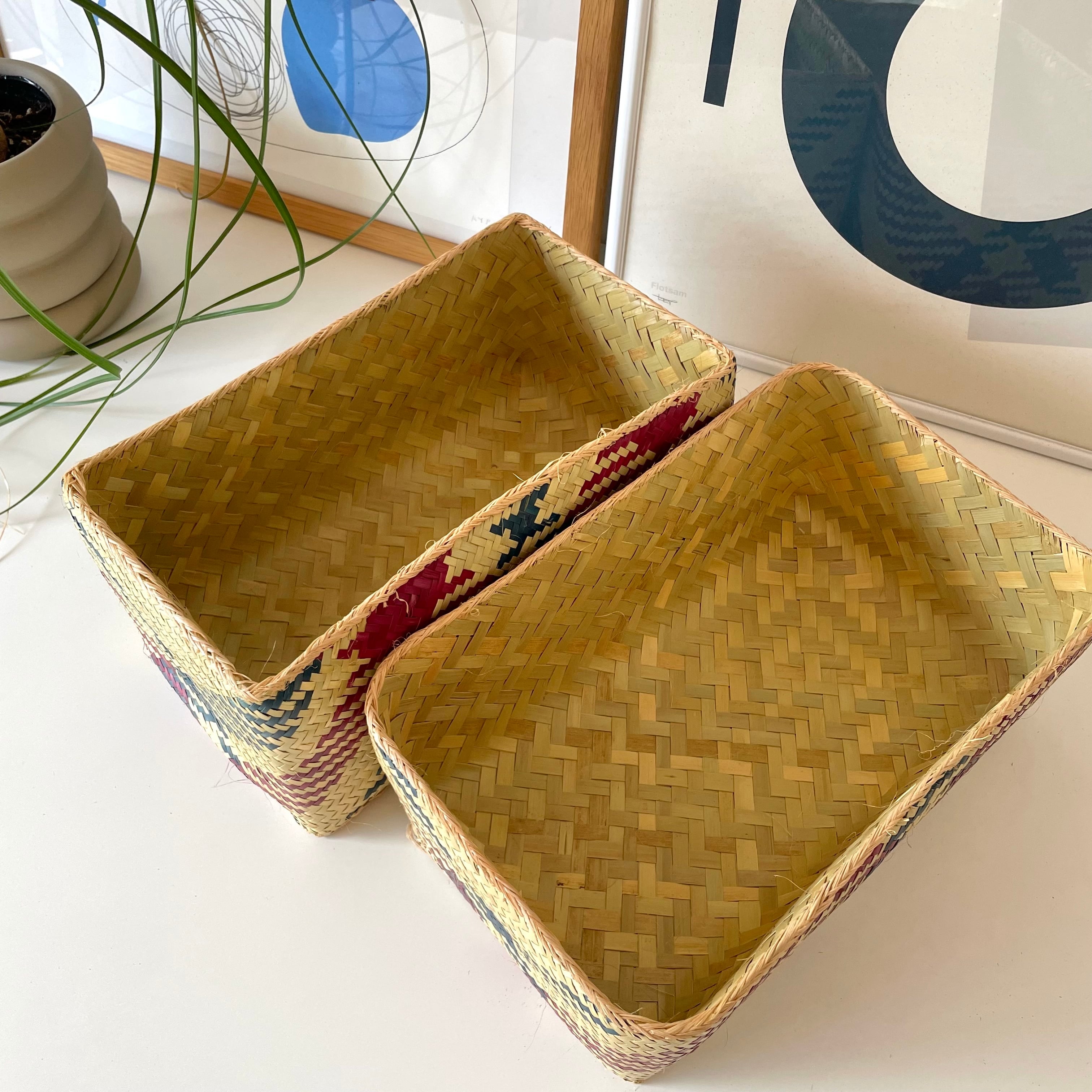 Rectangular colourful basket M w27cm×15cm×h15cm四角カラフル蓋付き