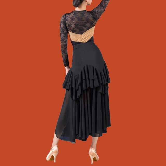 V字 ラッフル ティアード シフォン ロングフレアスカート 1col　D00434