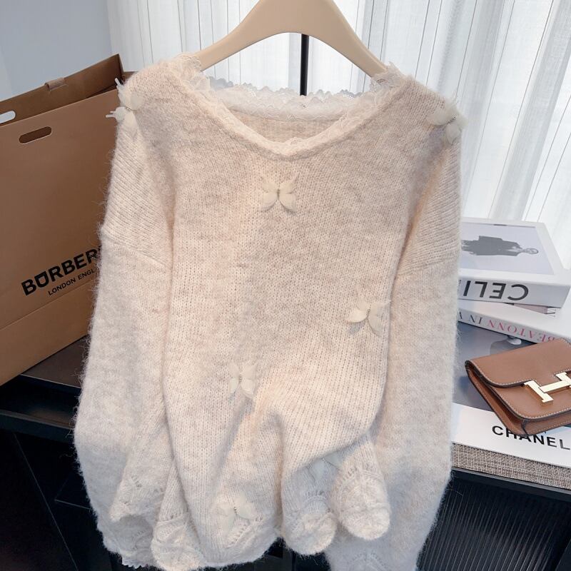 【tops】レース切り替えニットセーター M28244