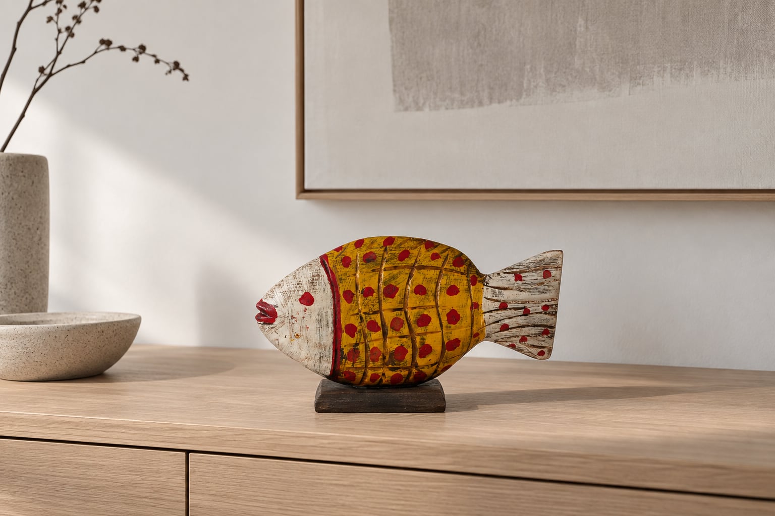 モロッコ 木彫り 魚 アフリカ オブジェ｜Morocco Wooden Fish Object