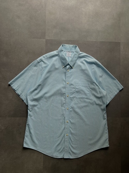 Brooks Brothers REGENT ストライプ BDシャツ 半袖 XL ライトブルー ブルックスブラザーズ