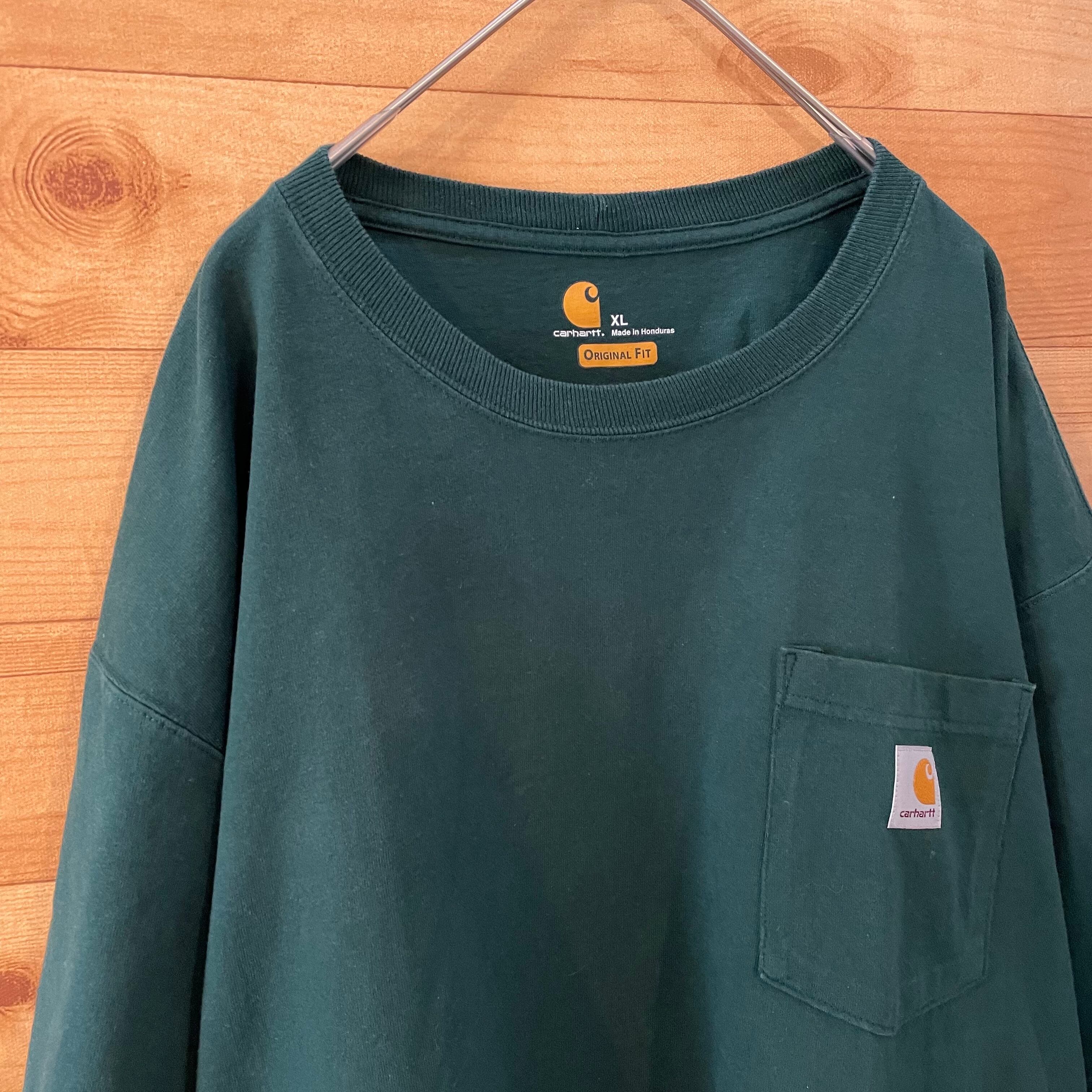 Carhartt】ロゴ ポケットTシャツ ディープグリーン X-Large ビッグ