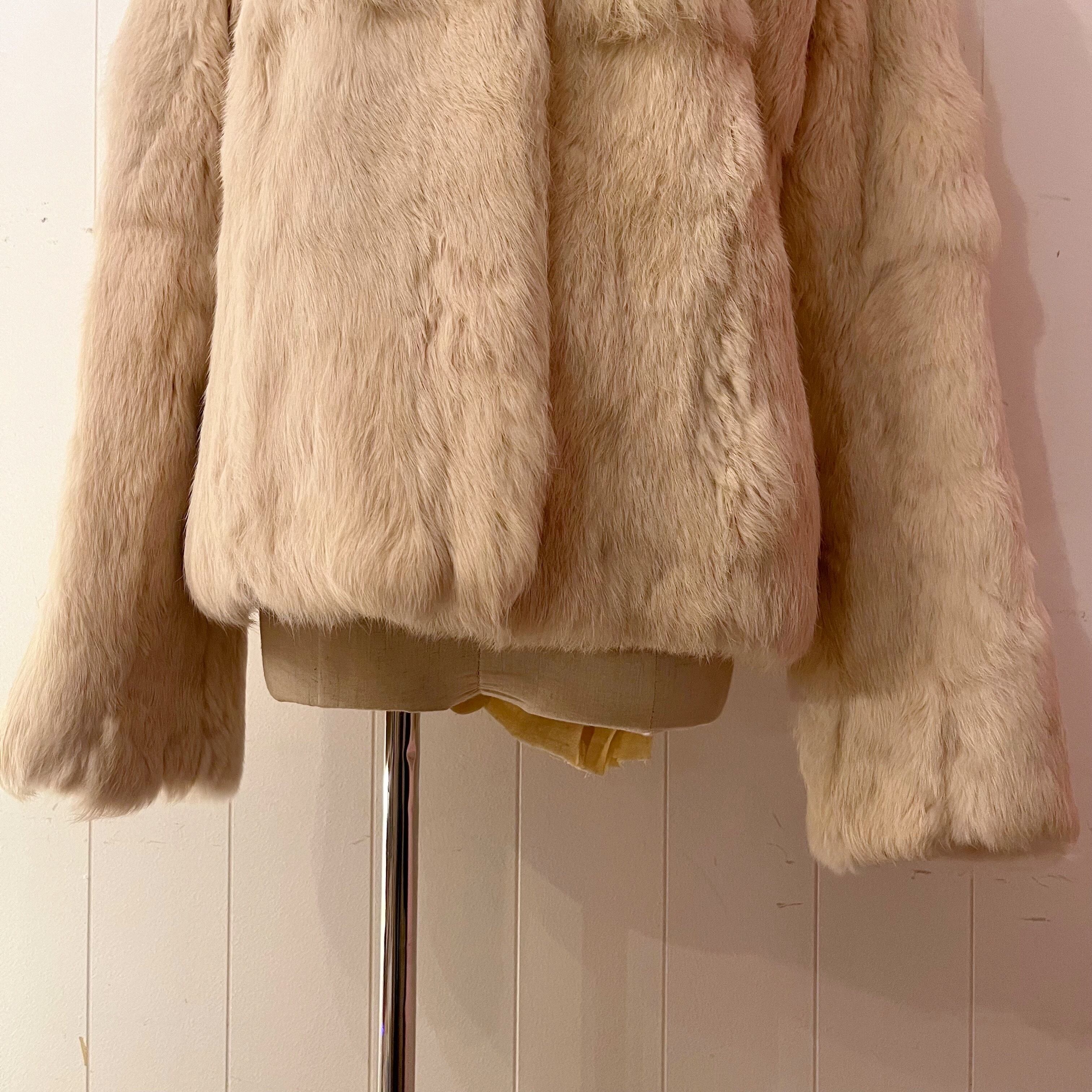 cream rabbit fur coat