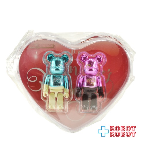 メディコム ベアブリック BE@RBRICK 100% 2018 バレンタイン クロムブルー & ピンク 2体セット 4号店商品