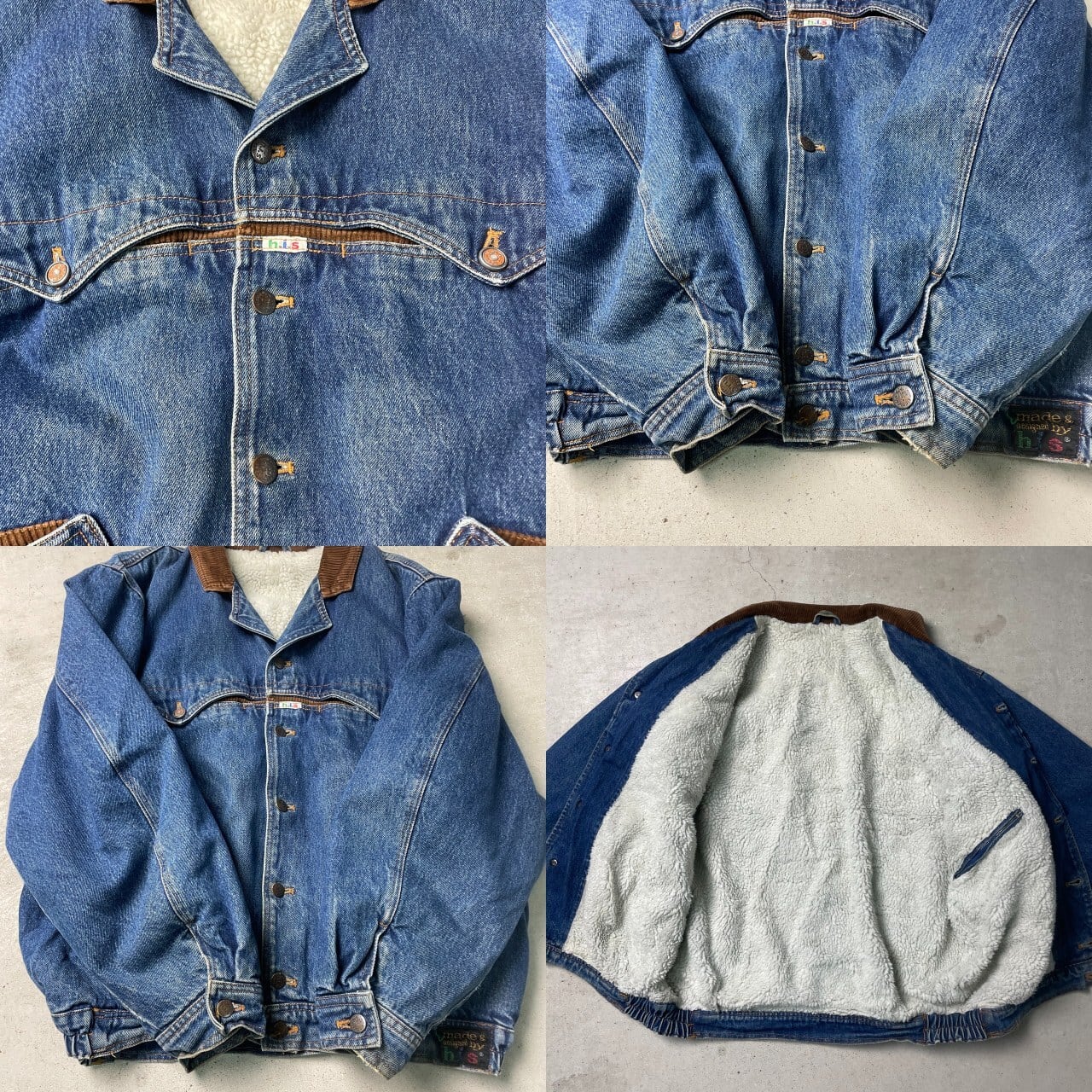 90年代 イタリア製 h.i.s. ユーロ 変形 デニムボアジャケット  