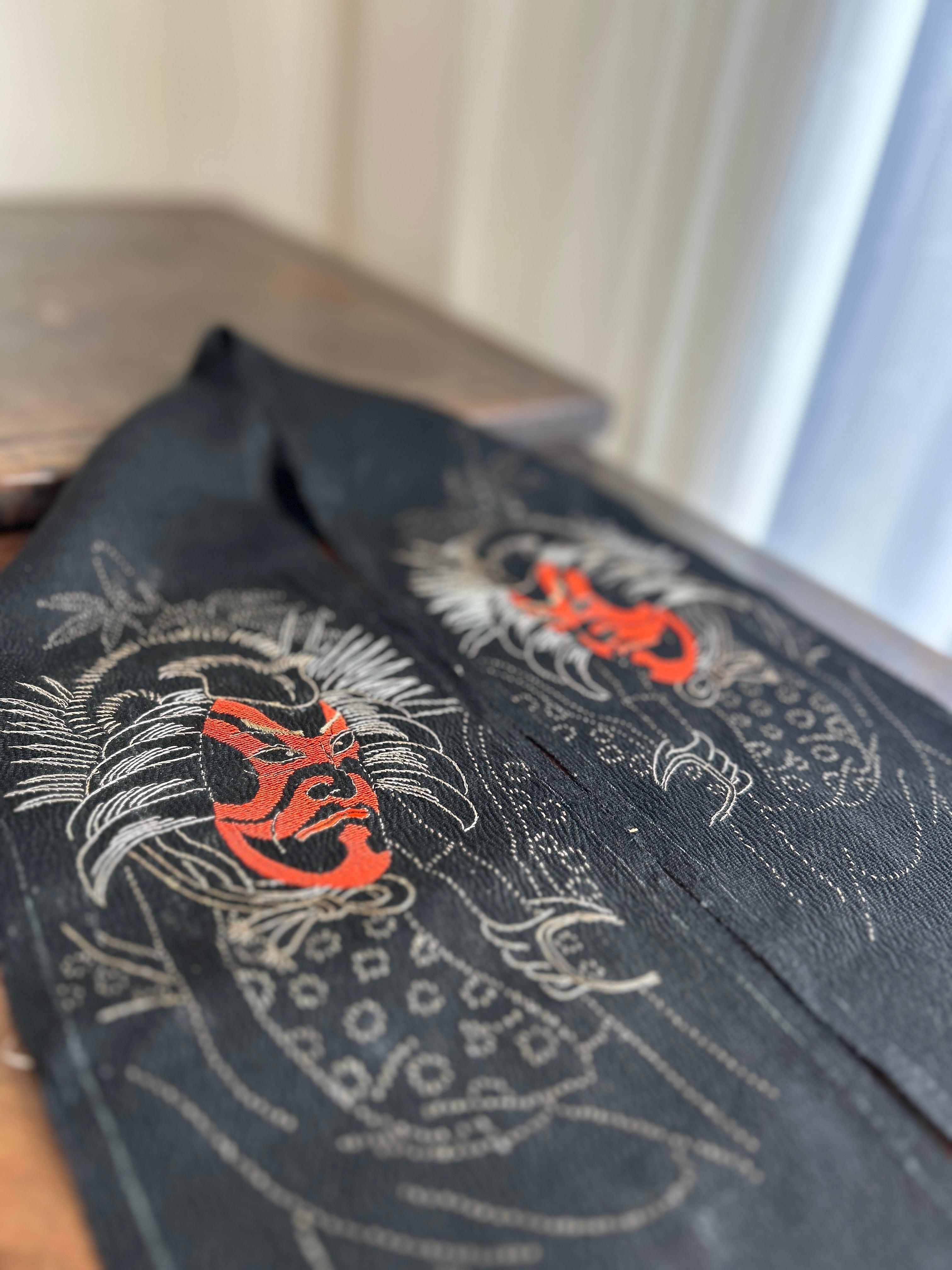 アンティーク刺繍半襟　暫