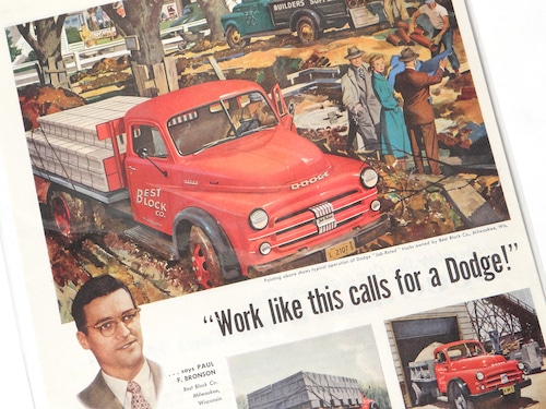 【Vintage】DODGE TRUCKS 雑誌切り抜き 1952年 The Saturday Evening Post /C023-13