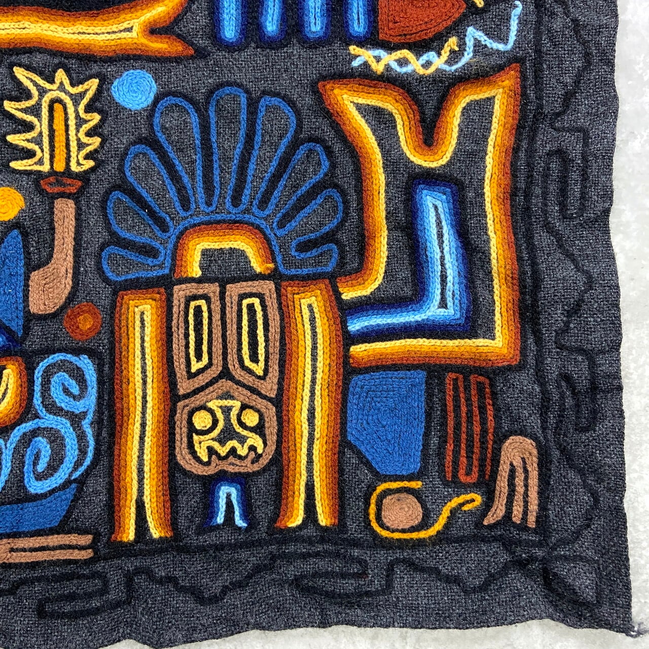 ヴィンテージ 南米 手刺繍 タペストリー ラグ ヒッピー 民族 110×55