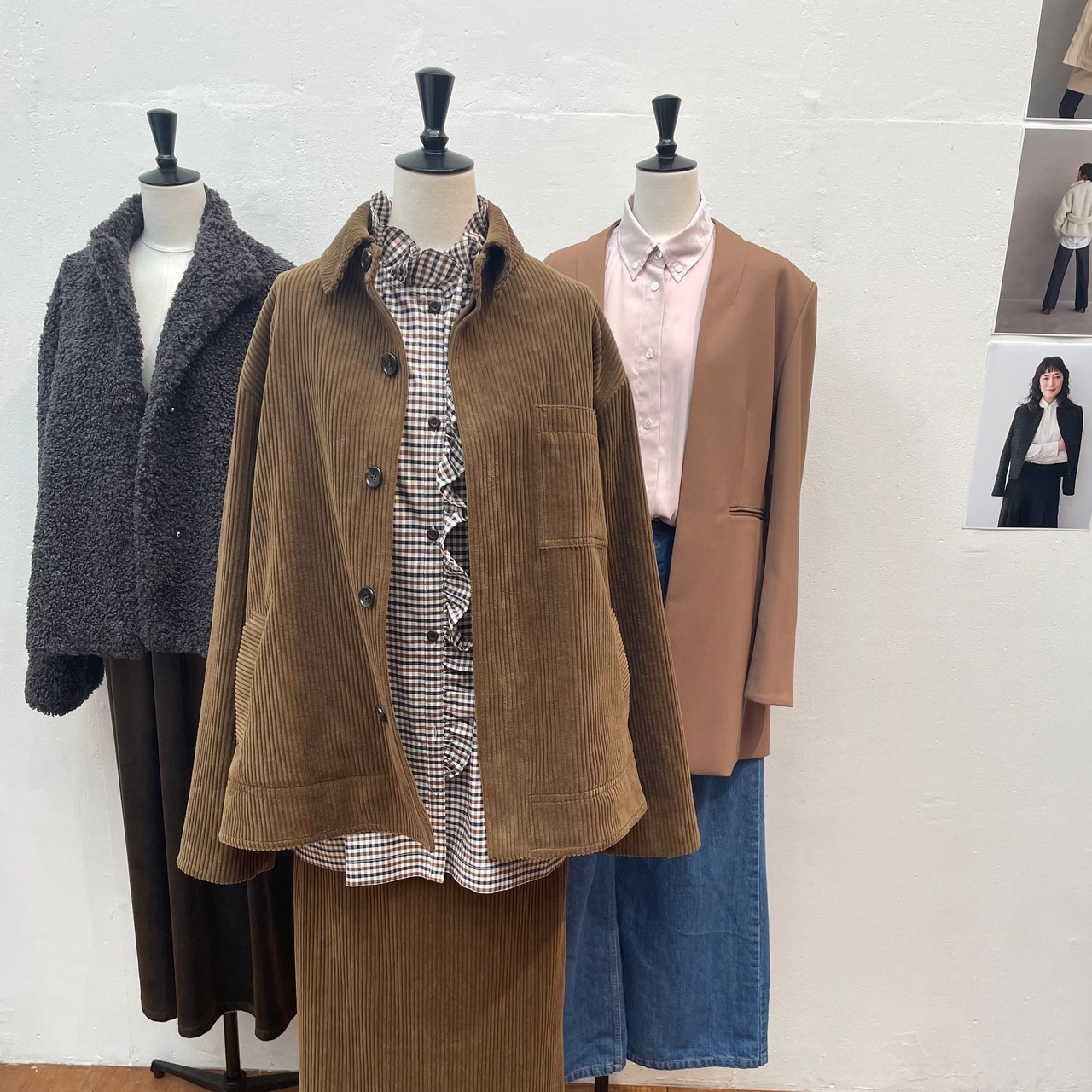 SINME コーデュロイ ロングスカート ショート　ブラウン