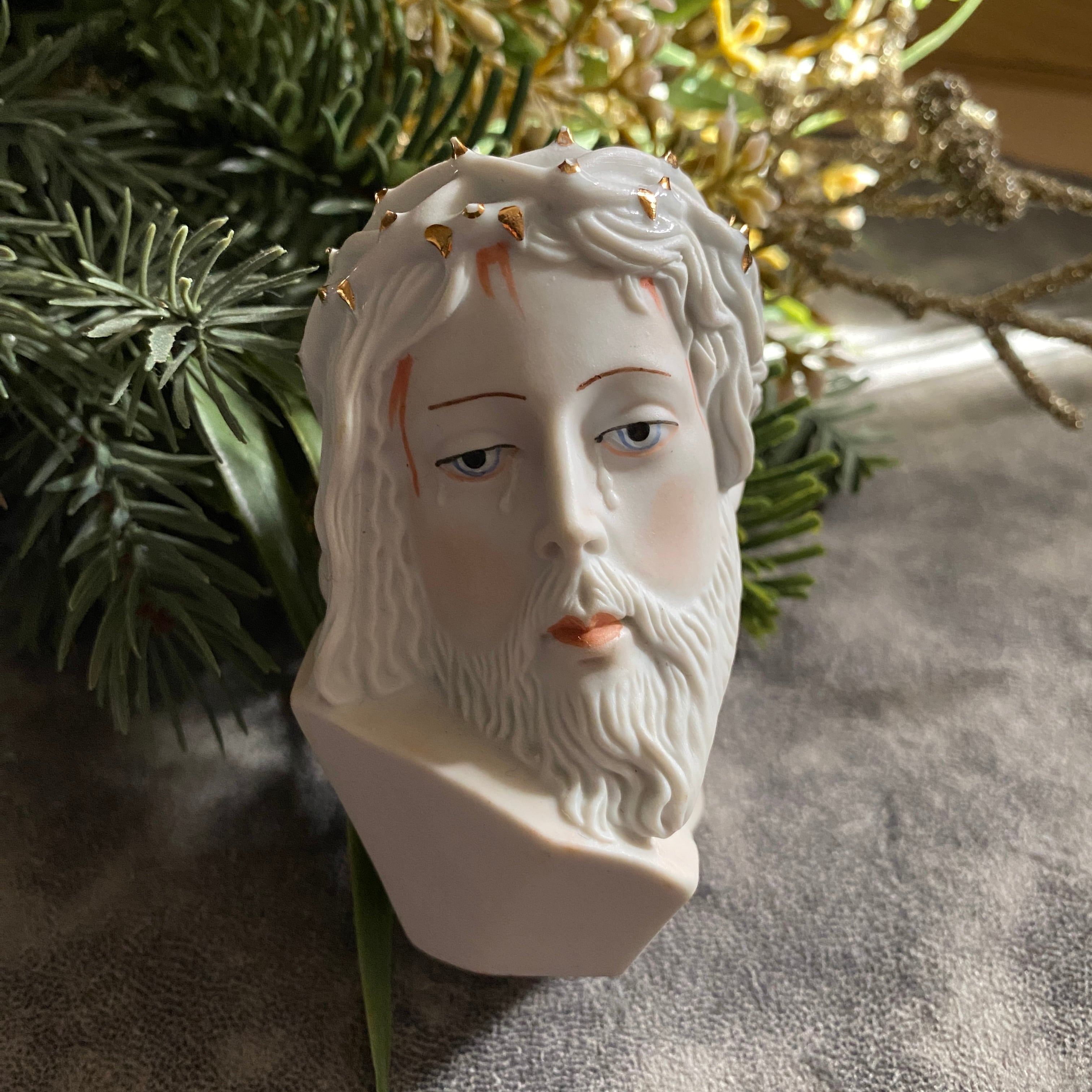希少《Porcelanas JOPAF》金彩の茨冠✴︎キリストの御顔像 | Antique