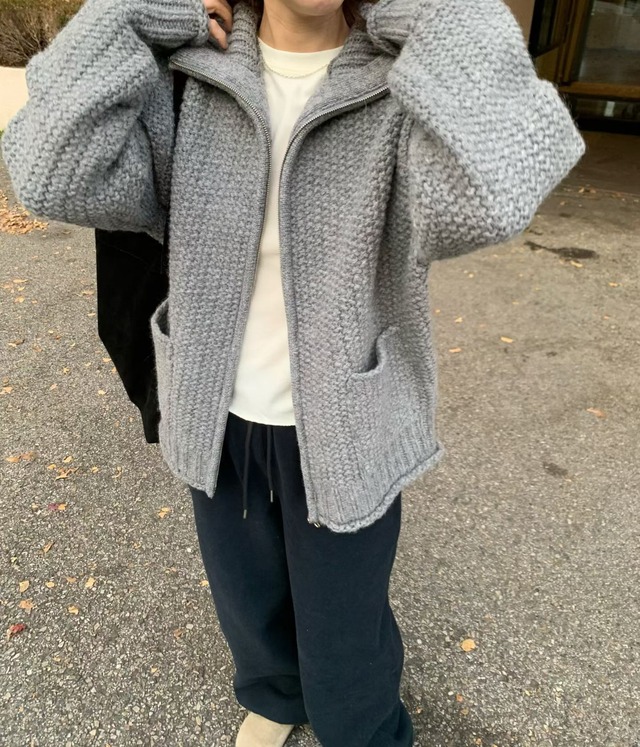 (予約) fl lanel / Bold waffle zip up 2color