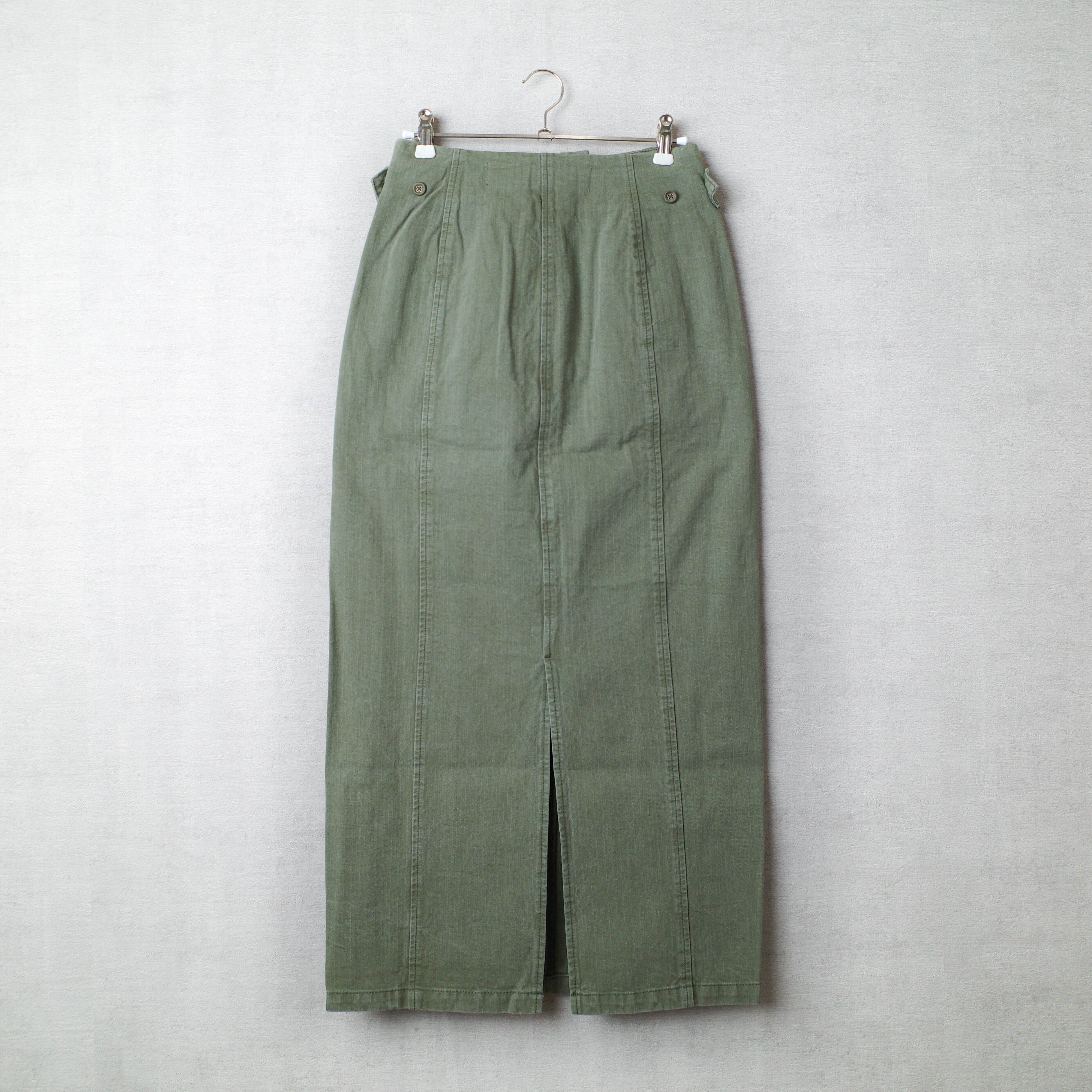 [NEW] BLACK by MOUSSY	JAPAN MADE HERRINGBONE PENCIL SKIRT KHAKI　070BA311-0030