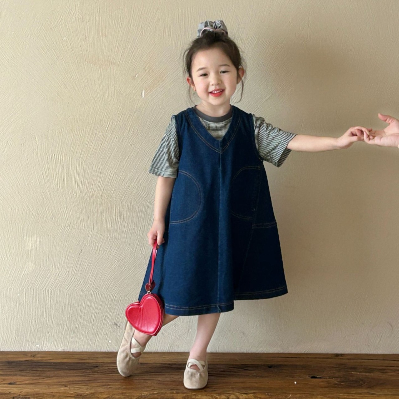 夏シンプルデニムベストドレス