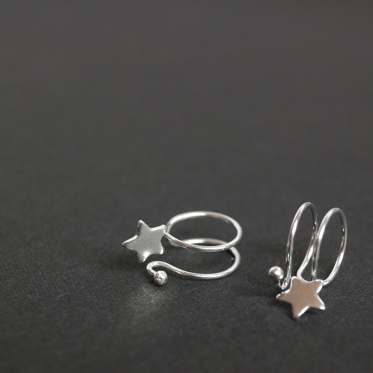 ミニ星シルバーイヤーカフ