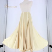 社交ダンス 衣装 スタンダード スカート レッスンウェア 練習着 オールシーズン シャンパンゴールド系 無地 光沢感 シンプル 華やか ベージュ系 ダンスウェア スカートエレガント ストレッチ素材 薄手 おしゃれ 膝丈 丸みシルエット レディース 丈84cm ウエスト33cm〜 フィットネス ショーチュニック 競技用 定番 スタイリッシュ