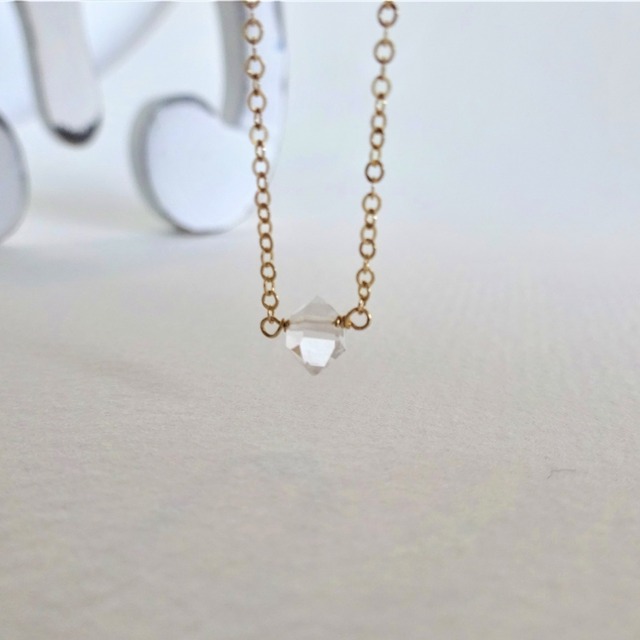 送料無料 14kgf*AAA Herkimerdiamond one stone necklace