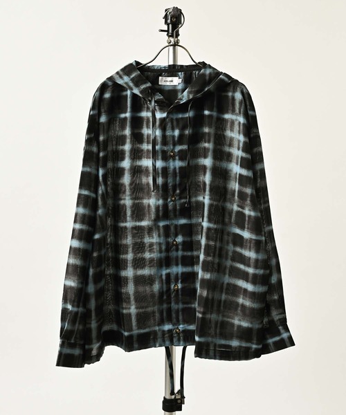 ATELANE Sheer Check Hooded Shirt (BRN) 26A-25040