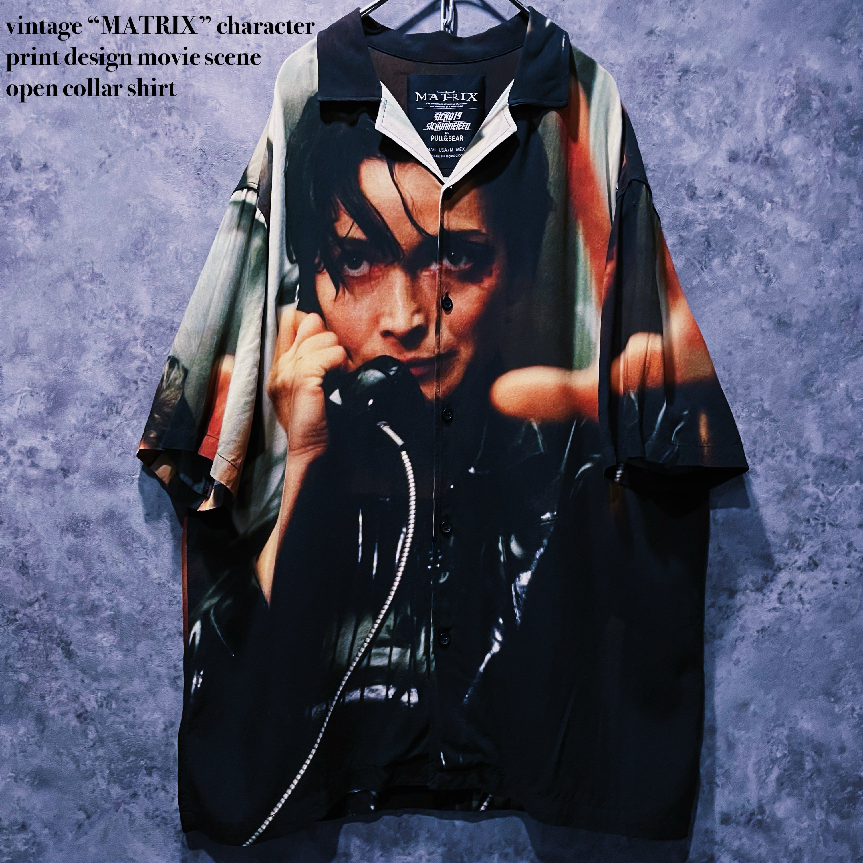 【doppio】vintage “MATRIX” character print design movie scene open collar shirt
