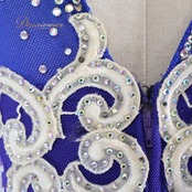 社交ダンス 衣装 スタンダード ワンピース ドレス スタンダード 青 フロート レース ダンス パーティ 発表会 落ち感 綺麗 上品 デモ 競技 ブルー系 ステージ用 美しい おしゃれ きれい 高級感 レディース フォーマル 華やか