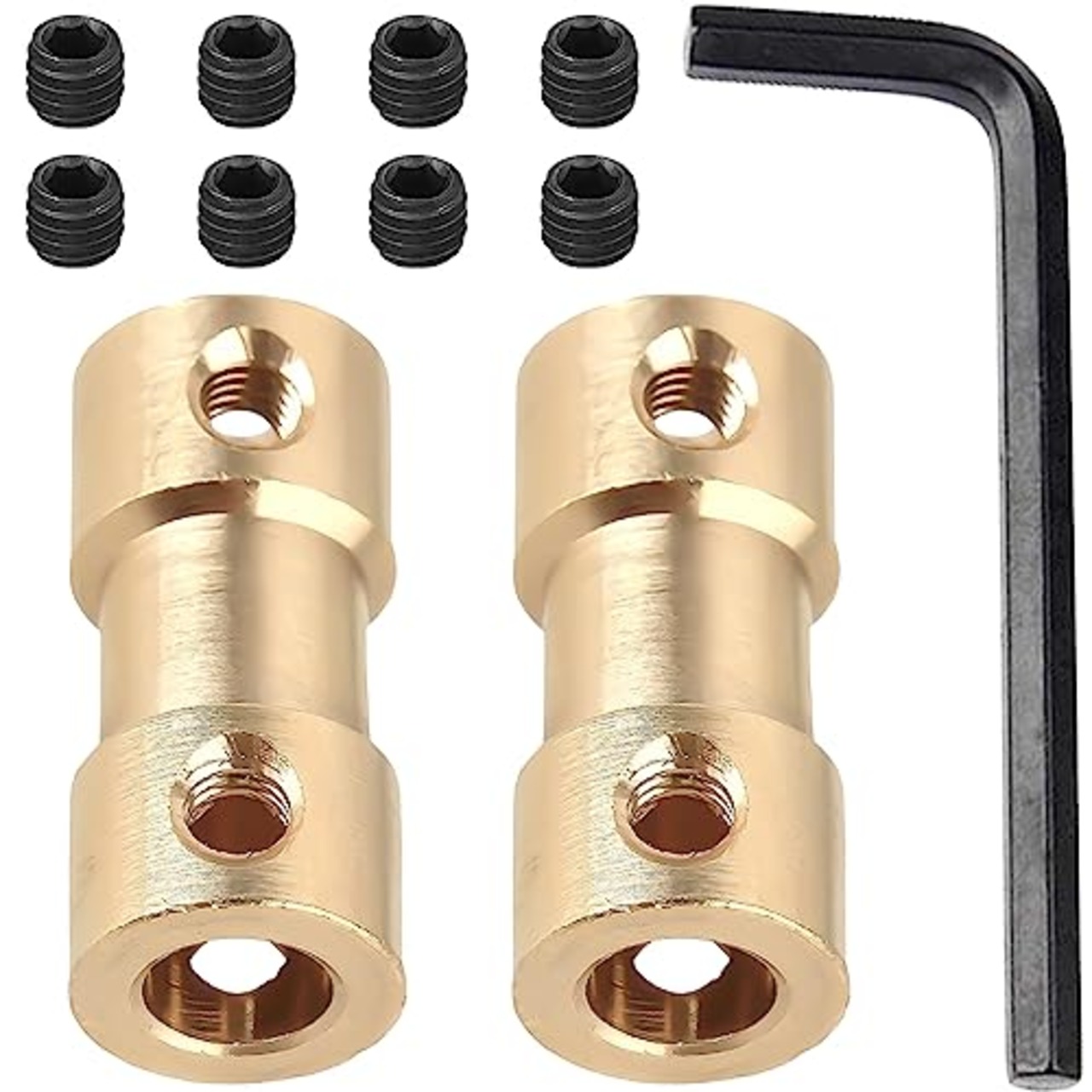 シャフトカプラー コネクタアダプタ 3mm x 3mm 11個セット コネクターアダプター RCボートモーター用シャフトカプラー （ゴールド）