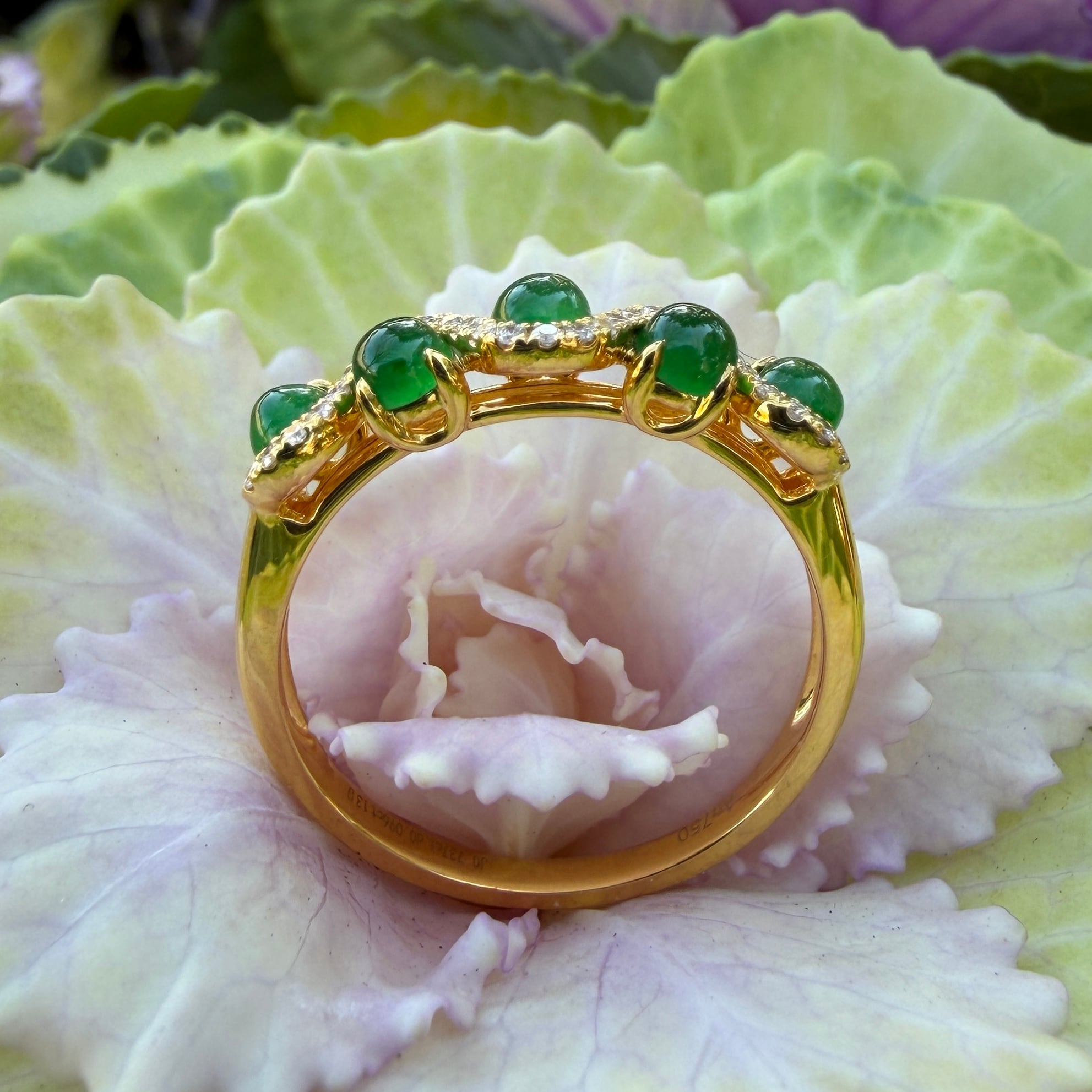 Jade & Diamond Gold Ring RC0010 | Victorian Box