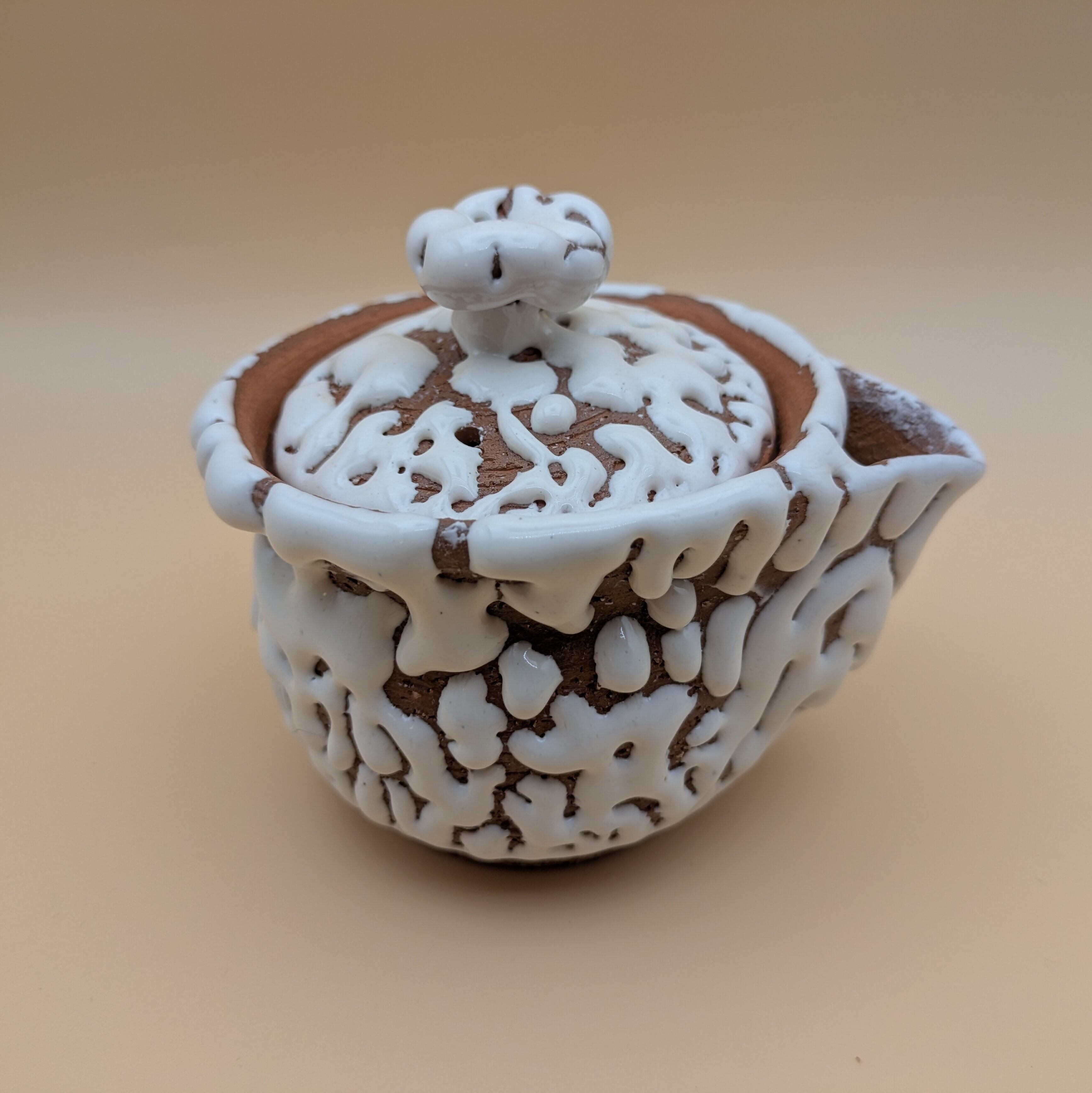 萩焼】 4寸 蓋つき片口 12cm （白釉 鬼萩） 湯冷まし 酒器 茶道具 | PAY ID