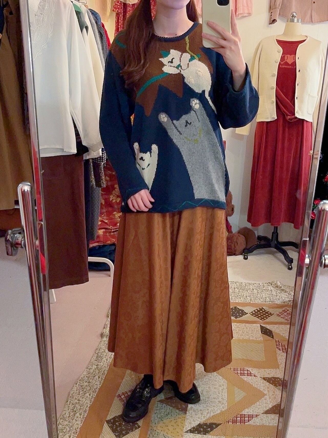 circus cat navy knit sweater