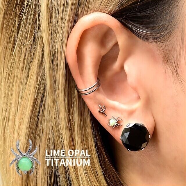 ピアス 18G 16G 全2色 蜘蛛 スパイダー チタンピアス 金属