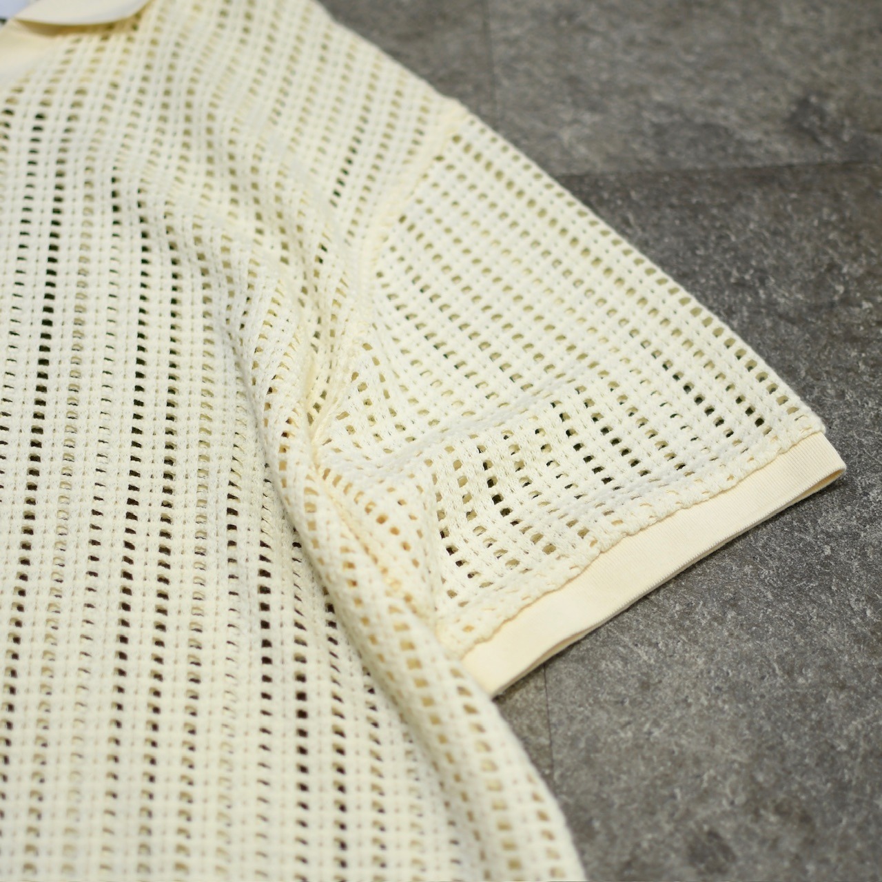 mesh knit polo ivory